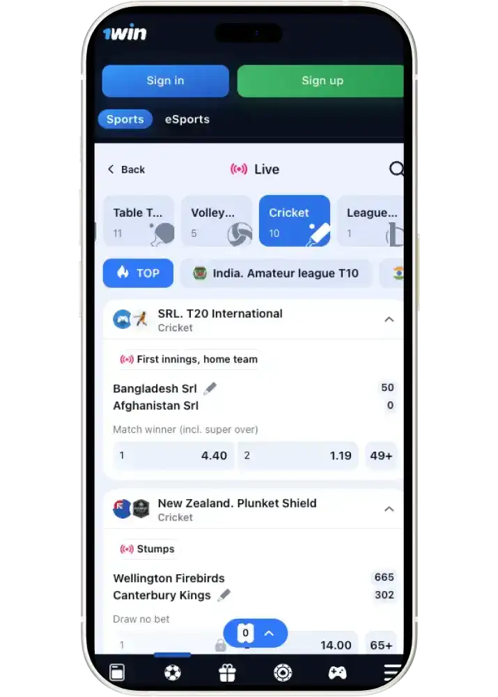 1win pre match bets on cricket Pakistan