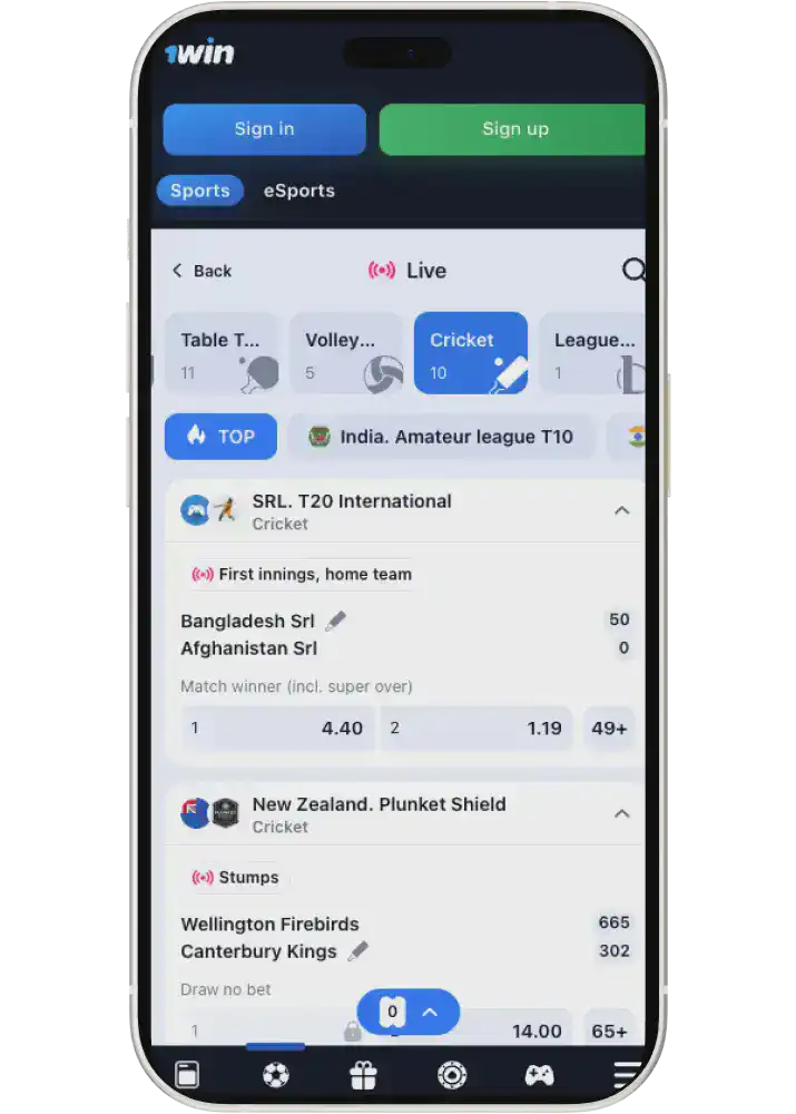 1win pre match bets on cricket Pakistan