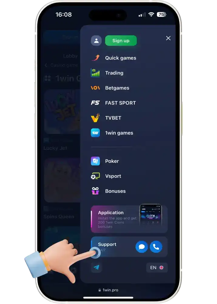 1win phone support Pakistan