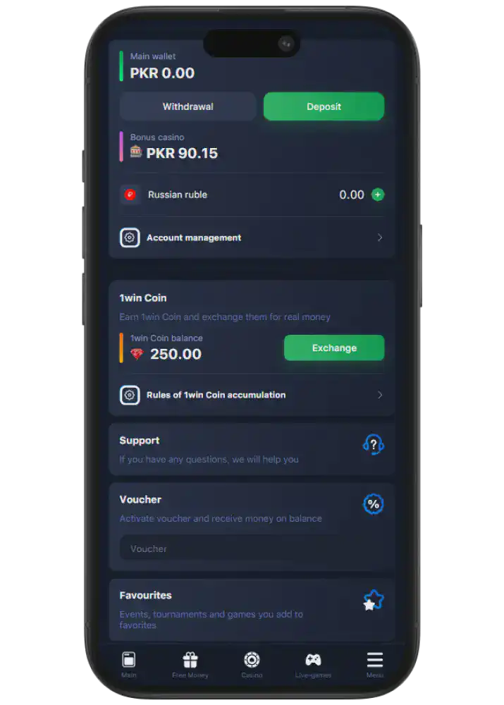 1win withdrawal Pakistan