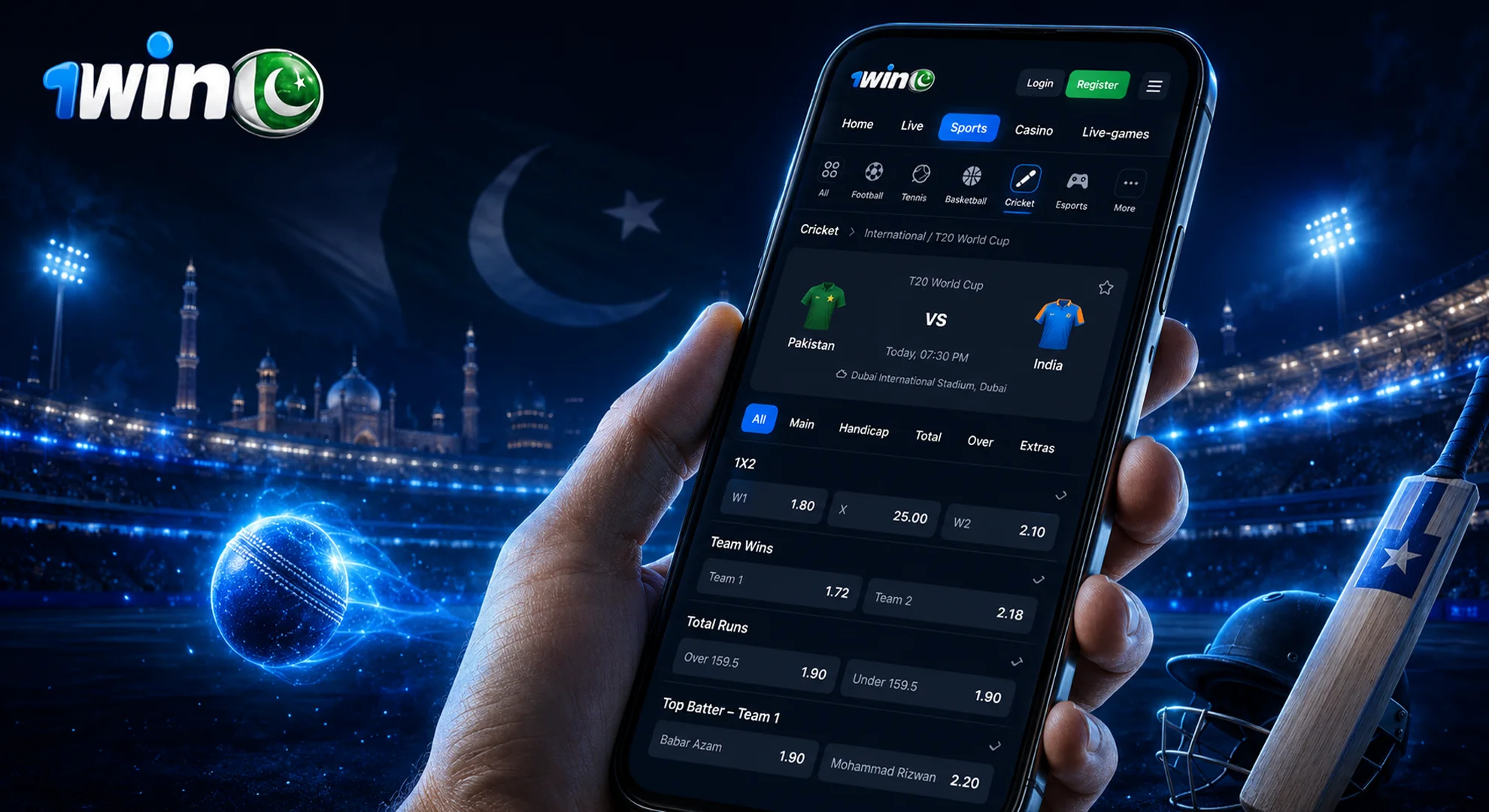 1win cricket betting app