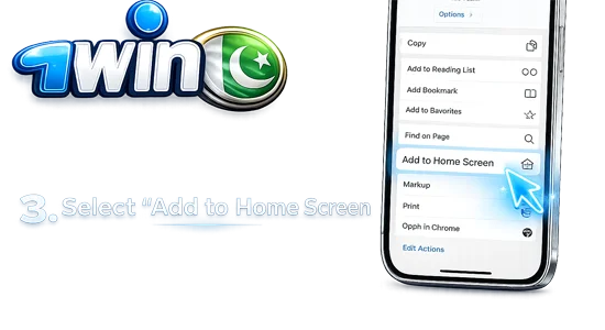 add to home screen 1win android app